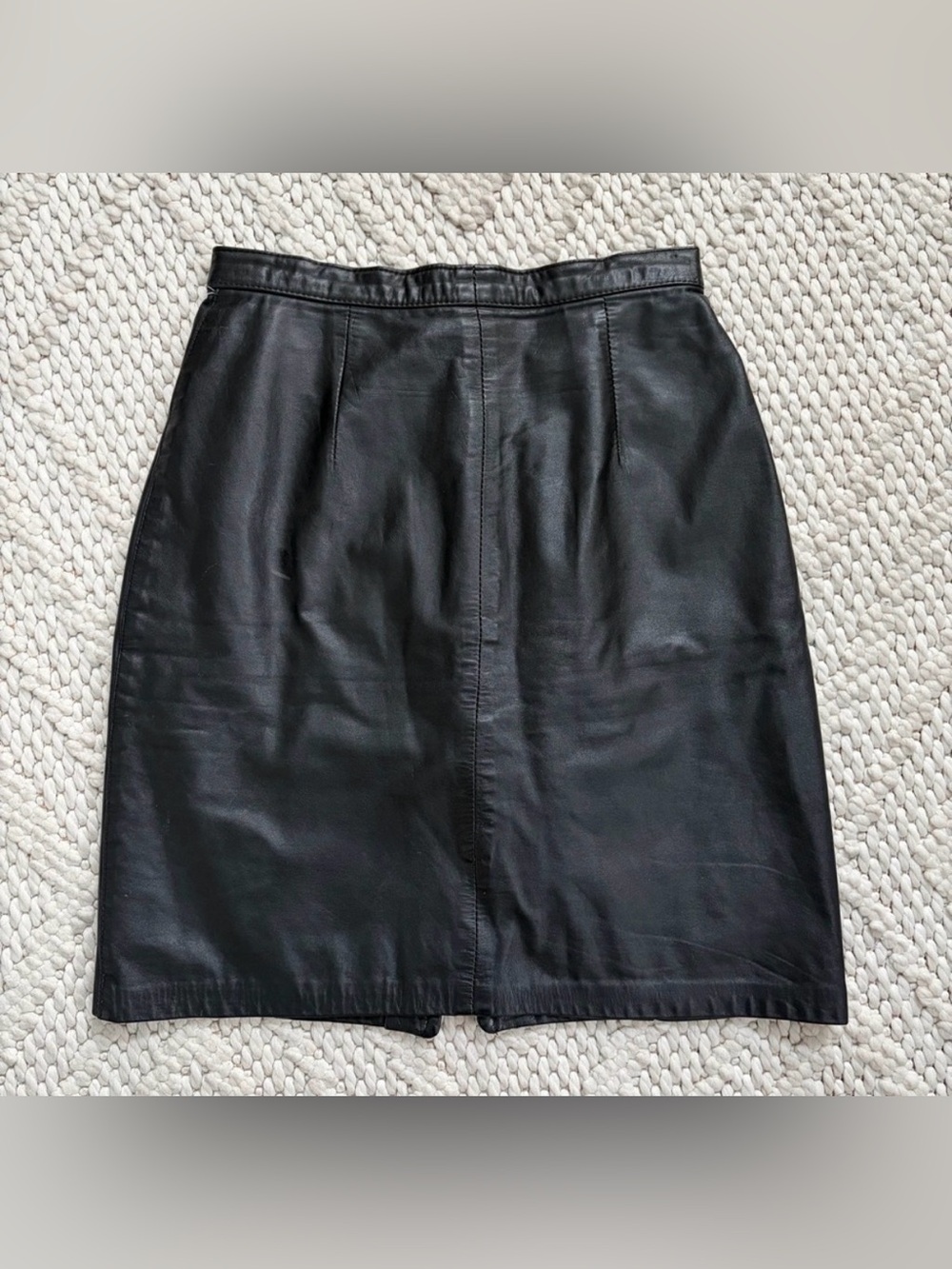 COSA NOVA VTG Black Genuine Leather Mini Skirt Womens 6 EUC